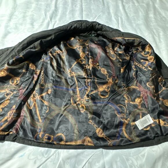 Ralph Lauren Black Quilted Jacket Gold Snaps Size S - Picture 11 of 16
